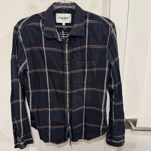 Corridor Men's Navy Plaid Casual Button Down Shirt